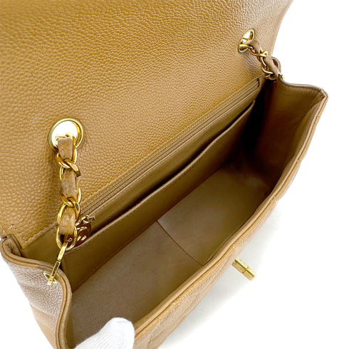 CHANEL VINTAGE MATELASSE CHAIN SHOULDER BAG BEIGE CAVIAR SKIN 90284398 - PURPOSE