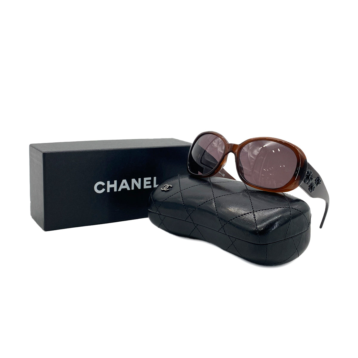 CHANEL VINTAGE SUNGLASSES CAMELLIA BROWN EYEWEAR 90284404