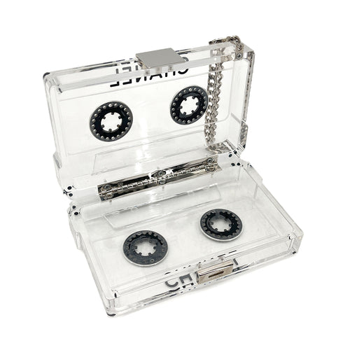 CHANEL CASSETTE TAPE MOTIF CLUTCH BAG CLEAR PLASTIC 04P 90284414 - PURPOSE