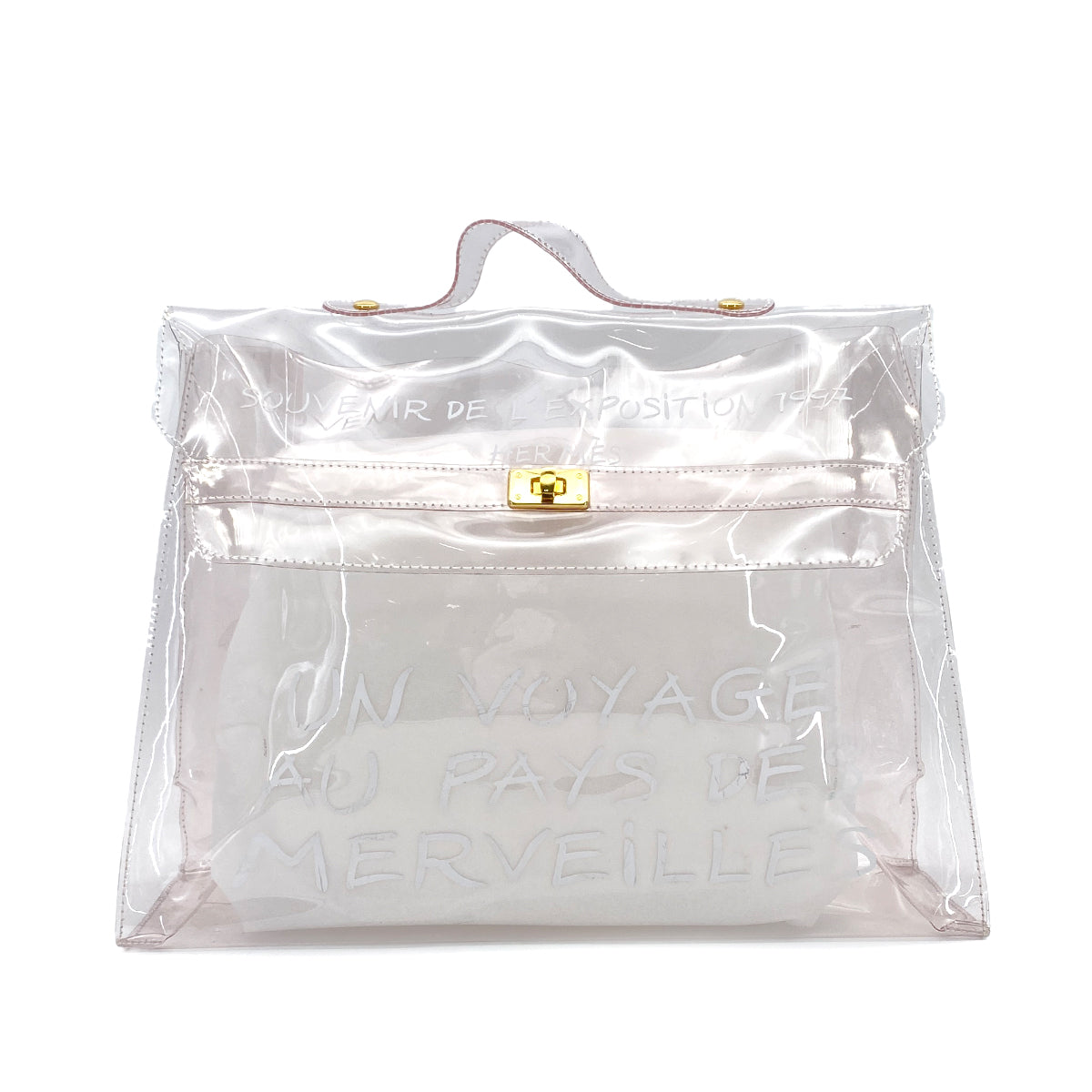 HERMES VINYL KELLY SOUVENIRDEL' EXPOSITION 1997 CLEAR HAND BAG 90284415