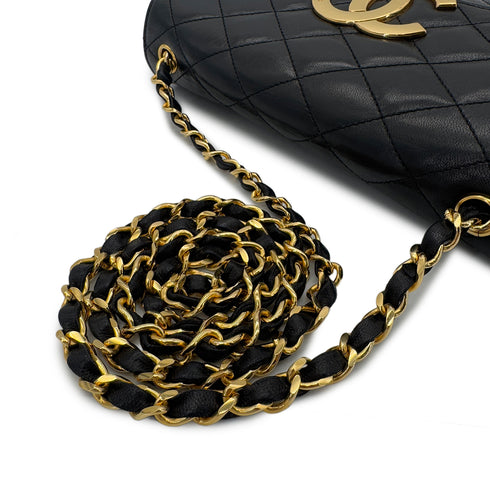 CHANEL VINTAGE MATELASSE BIG COCO CHAIN SHOULDER BAG BLACK LAMB SKIN 90284418 - PURPOSE