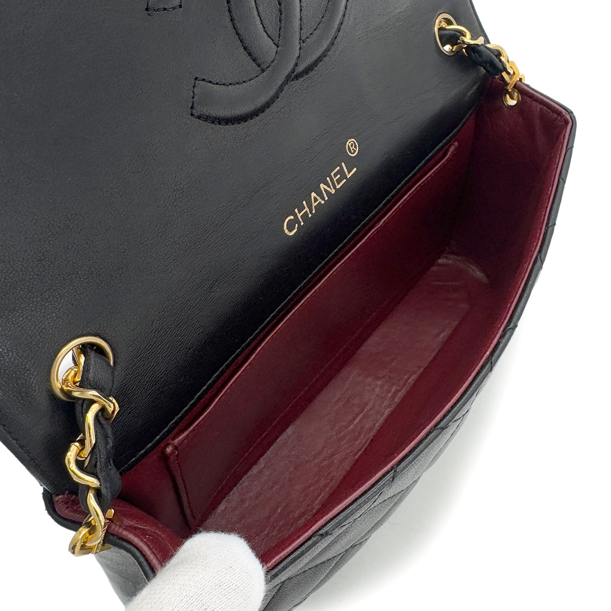 CHANEL VINTAGE MATELASSE BIG COCO CHAIN SHOULDER BAG BLACK LAMB SKIN 90284418