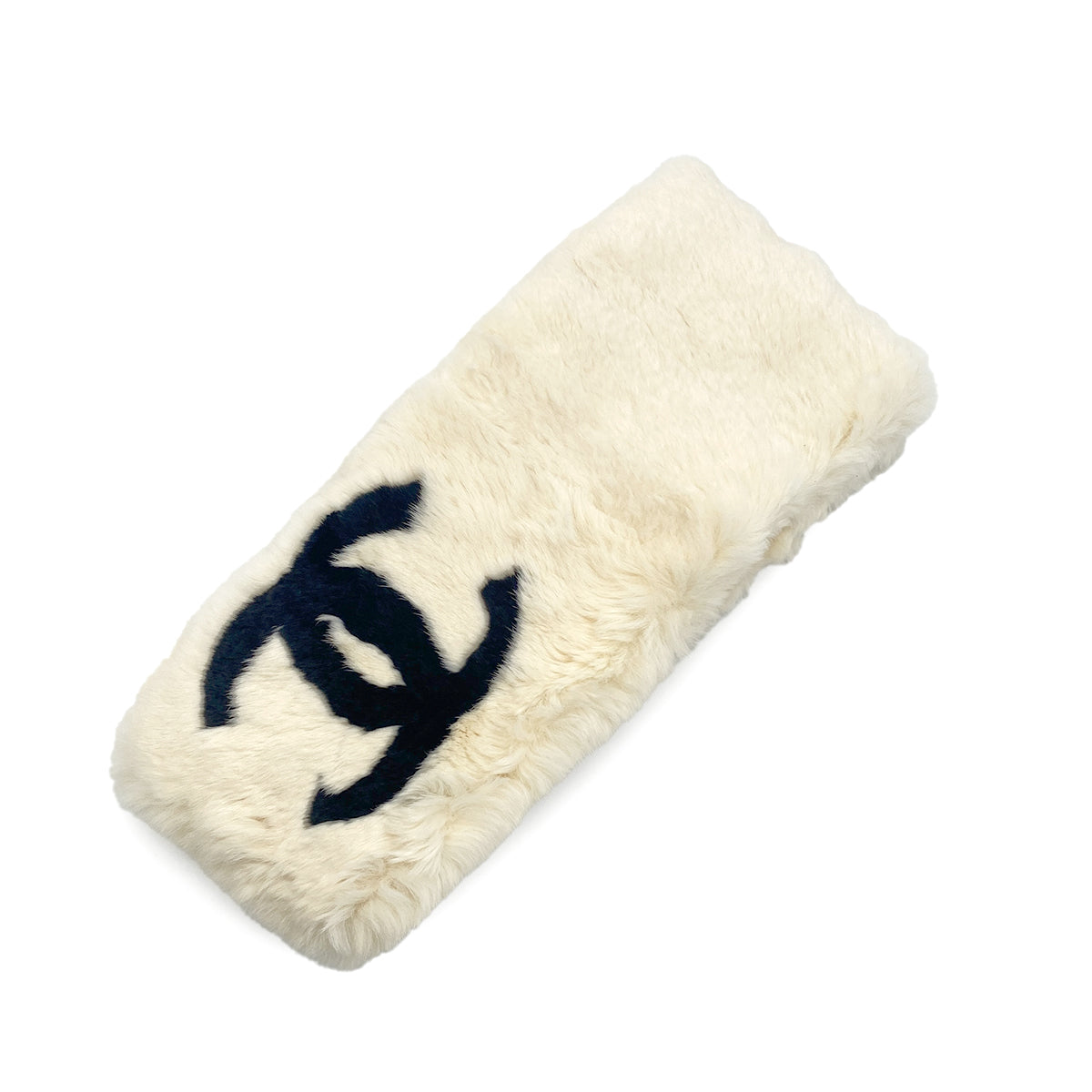 CHANEL WINTER SCARF COCOMARK WHITE RABBIT FUR ACCESSORY 90284422