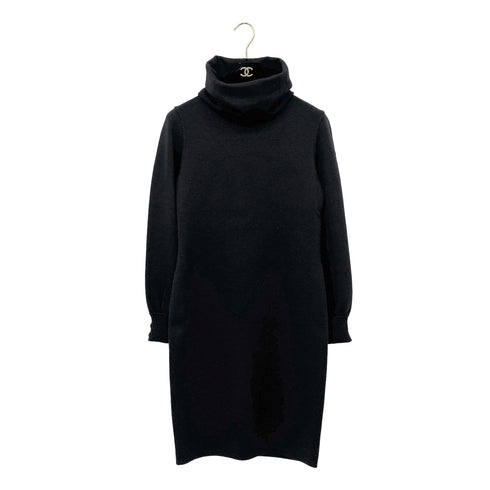 CHANEL VINTAGE COCO BUTTON KNIT DRESS BLACK WOOL 36 RTW 90284424