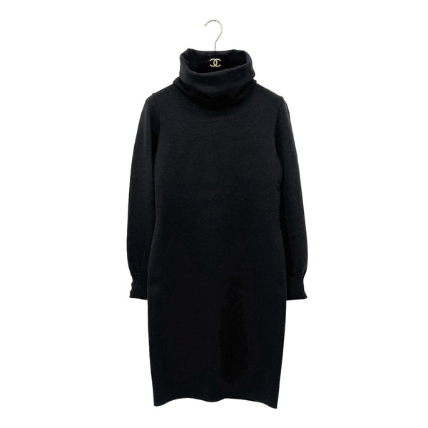CHANEL VINTAGE COCO BUTTON KNIT DRESS BLACK WOOL 36 RTW 90284424
