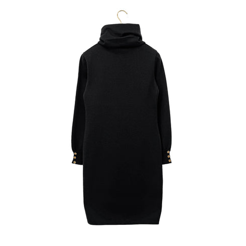 CHANEL VINTAGE COCO BUTTON KNIT DRESS BLACK WOOL 36 RTW 90284424