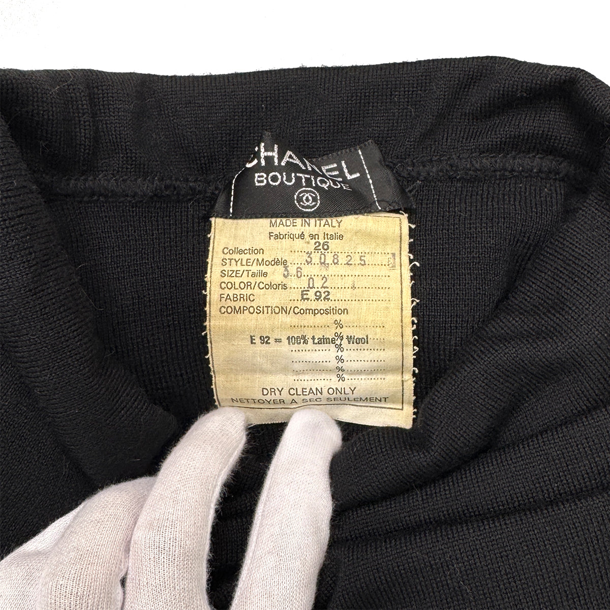 CHANEL VINTAGE COCO BUTTON KNIT DRESS BLACK WOOL 36 RTW 90284424