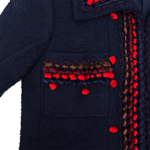 CHANEL VINTAGE TWEED JACKET NAVY RED WOOL 38 97A RTW 90284427 - PURPOSE