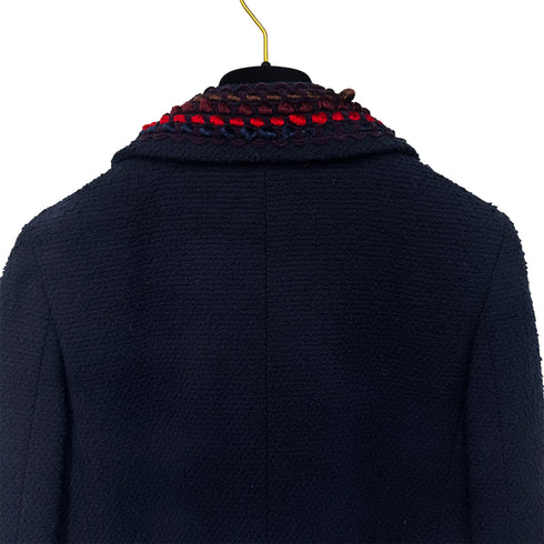 CHANEL VINTAGE TWEED JACKET NAVY RED WOOL 38 97A RTW 90284427 - PURPOSE