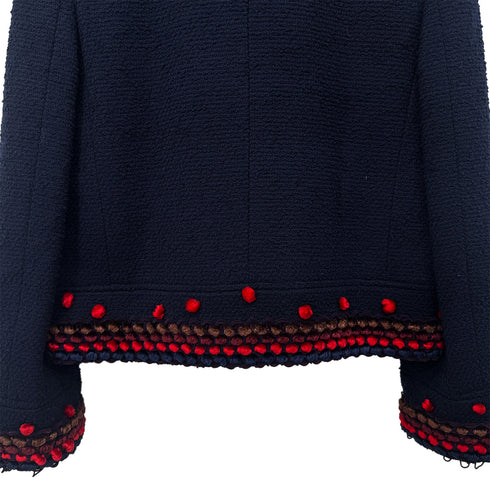 CHANEL VINTAGE TWEED JACKET NAVY RED WOOL 38 97A RTW 90284427 - PURPOSE