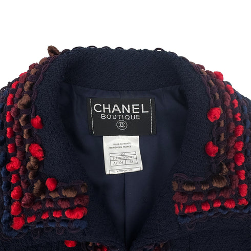 CHANEL VINTAGE TWEED JACKET NAVY RED WOOL 38 97A RTW 90284427 - PURPOSE
