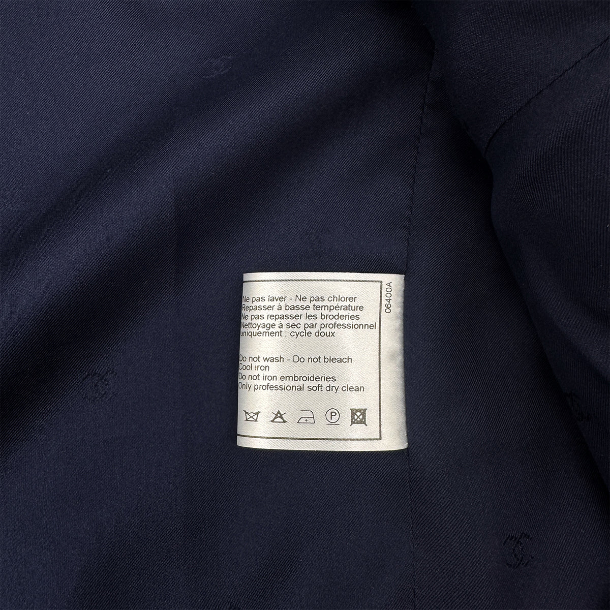 CHANEL VINTAGE TWEED JACKET NAVY RED WOOL 38 97A RTW 90284427