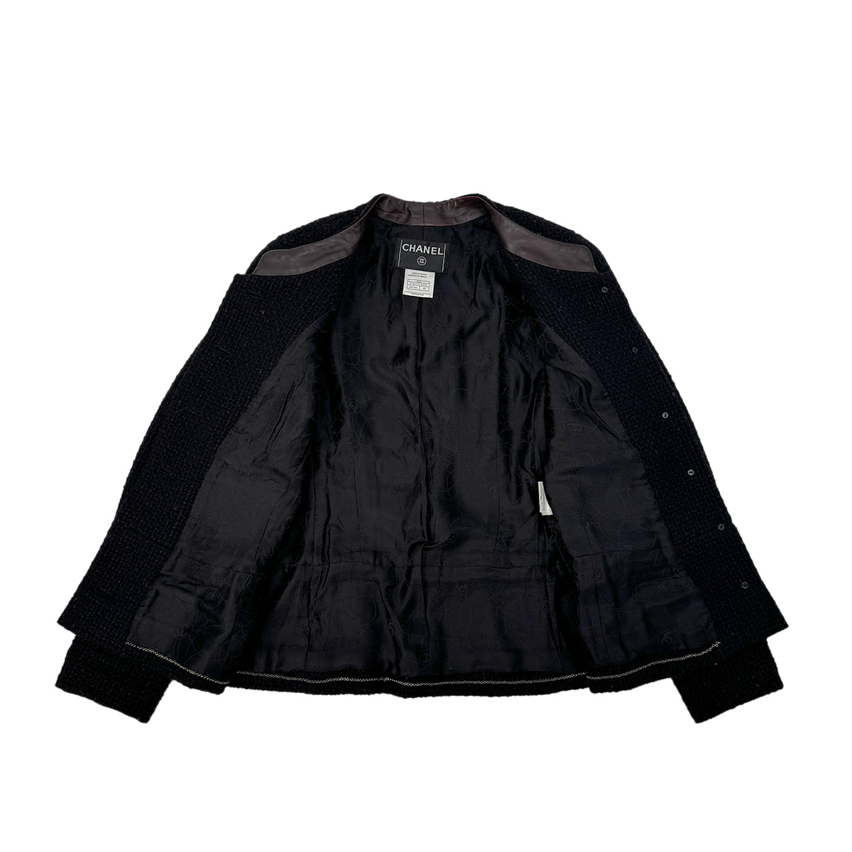 CHANEL COCO BUTTON TWEED JACKET BLACK WOOL 40 01A RTW 90284430