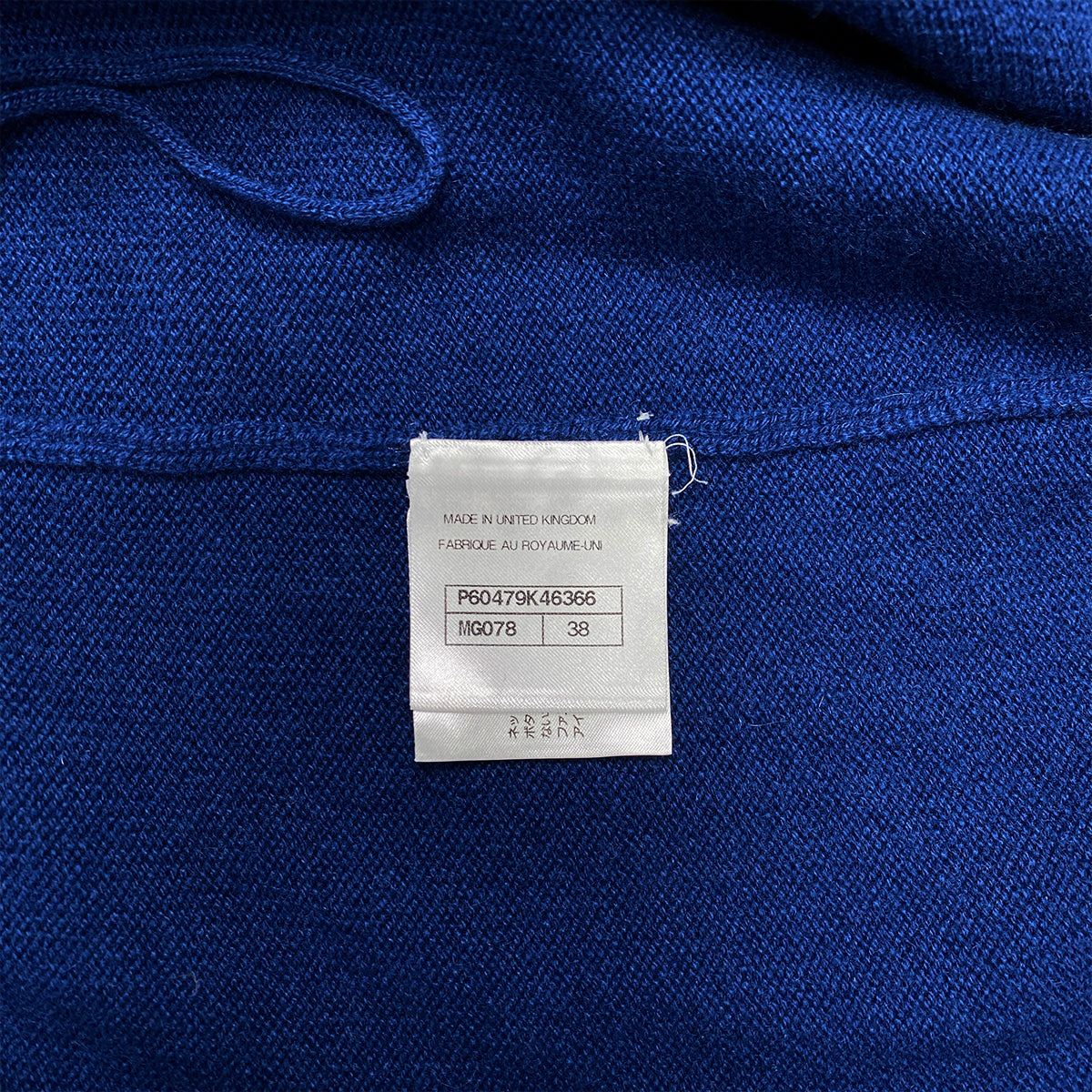 CHANEL COCO BUTTON LONG CARDIGAN TOPS LOGO BLUE WHITE CASHMERE 38 P60 RTW 90284440