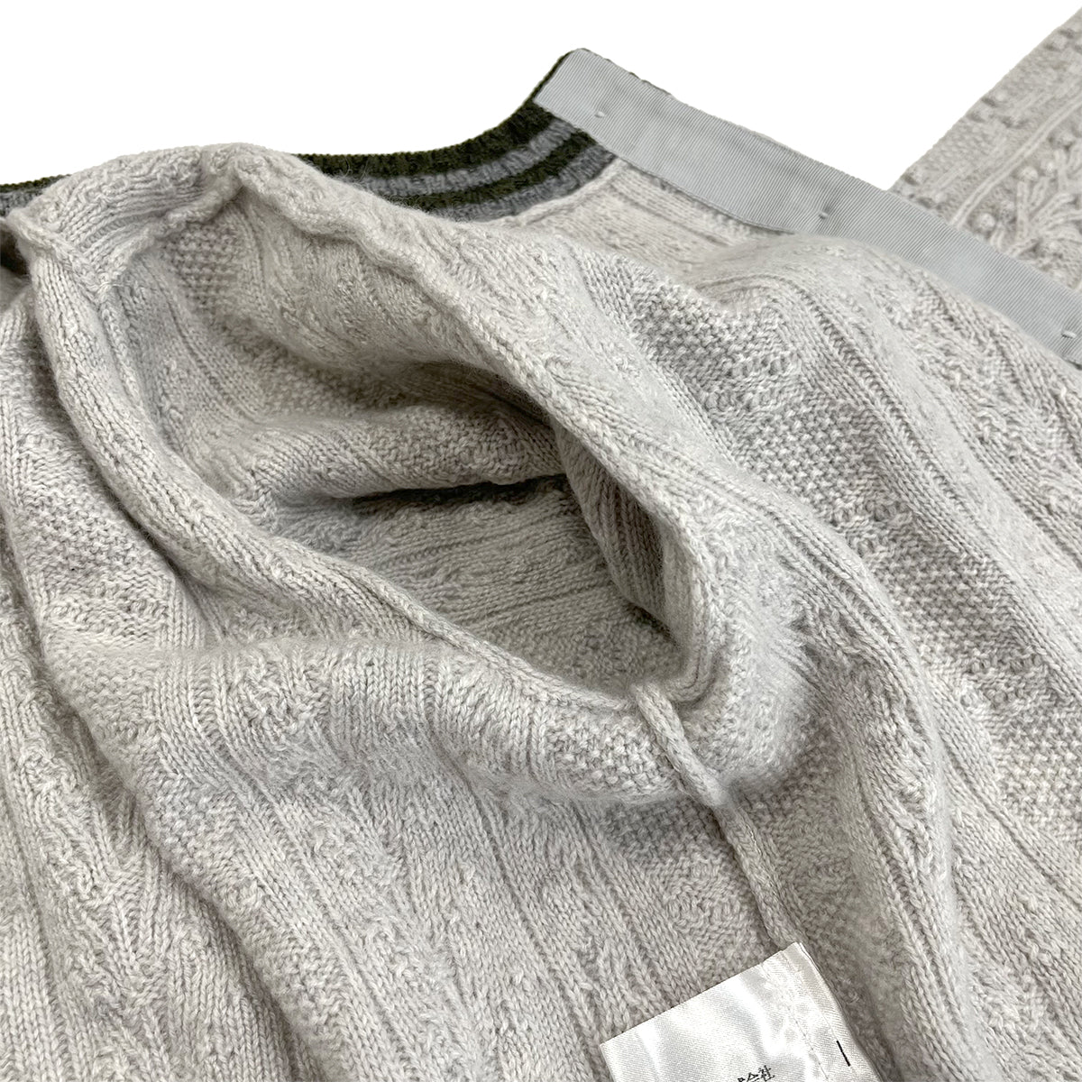 CHANEL CARDIGAN RHINESTONE BUTTON GRAY KAHKI CASHMERE 40 P52 RTW 90284444