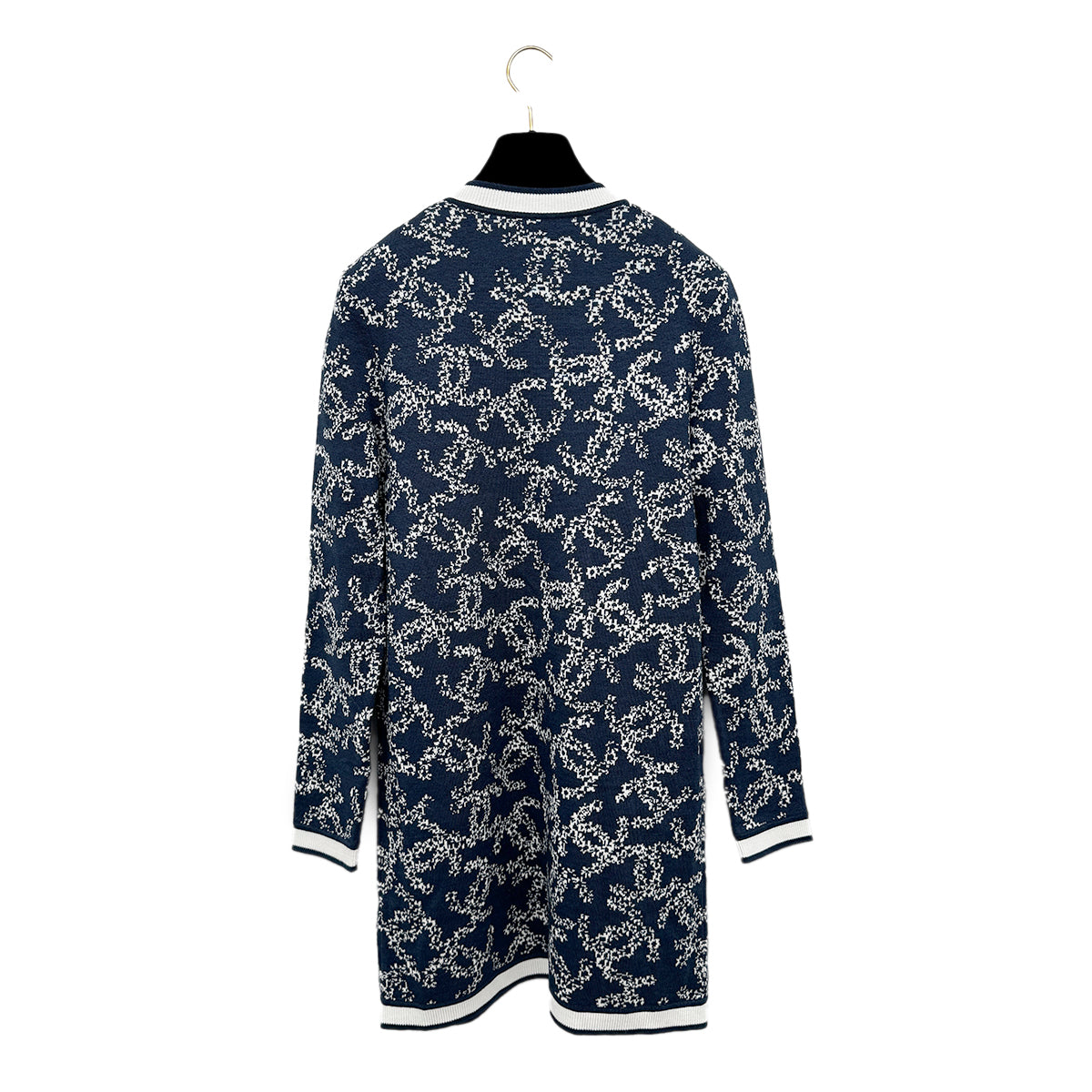CHANEL COCOMARK PATTERN CARDIGAN NAVY WHITE 38 P60 RTW 90284445