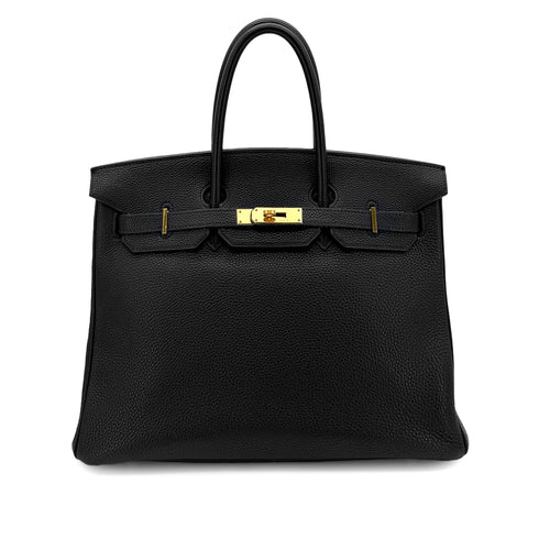 HERMES BIRKIN 35 BLACK TOGO HAND BAG □G GHW 90284555 - PURPOSE