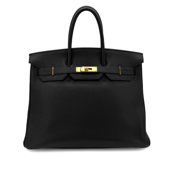 HERMES BIRKIN 35 BLACK TOGO HAND BAG □G GHW 90284555 - PURPOSE