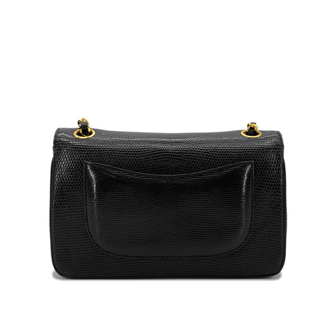 CHANEL VINTAGE CHAIN SHOULDER BAG BLACK LIZARD 90284556 - PURPOSE