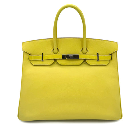 HERMES CANDY BIRKIN 35 LIME GRIS PERLE VEAU EPSOM HAND BAG □O SHW 90284559 - PURPOSE