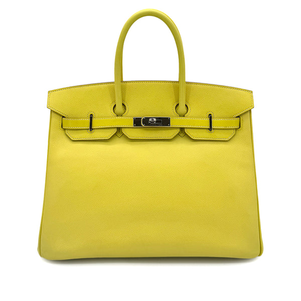 HERMES CANDY BIRKIN 35 LIME GRIS PERLE VEAU EPSOM HAND BAG □O SHW 90284559 - PURPOSE