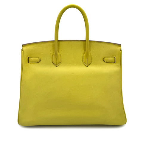 HERMES CANDY BIRKIN 35 LIME GRIS PERLE VEAU EPSOM HAND BAG □O SHW 90284559 - PURPOSE