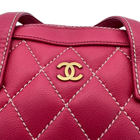 CHANEL VINTAGE WILD STITCH HAND BAG PINK LEATHER 90284560 - PURPOSE