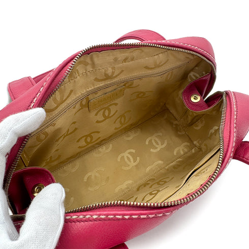 CHANEL VINTAGE WILD STITCH HAND BAG PINK LEATHER 90284560 - PURPOSE