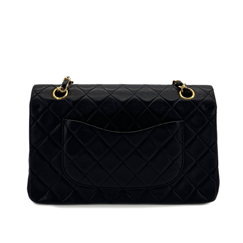 CHANEL VINTAGE CLASSIC FLAP MEDIUM CHAIN SHOULDER BAG BLACK LAMB SKIN 90284563 - PURPOSE