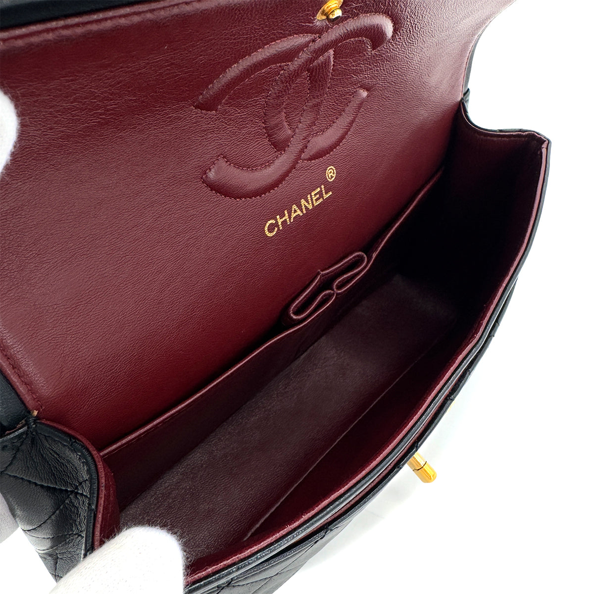 CHANEL VINTAGE CLASSIC FLAP MEDIUM CHAIN SHOULDER BAG BLACK LAMB SKIN 90284563