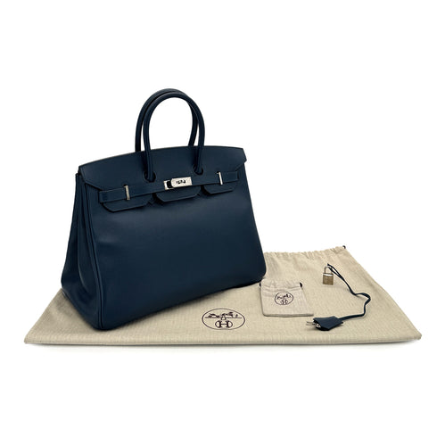 HERMES BIRKIN 35 BLUE DE PRESSE VEAU EPSOM HAND BAG □L SHW 90284566 - PURPOSE