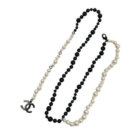 CHANEL BELT COCOMARK FAUX PEARL BLACK WHITE ACCESSORY B14B 90284575