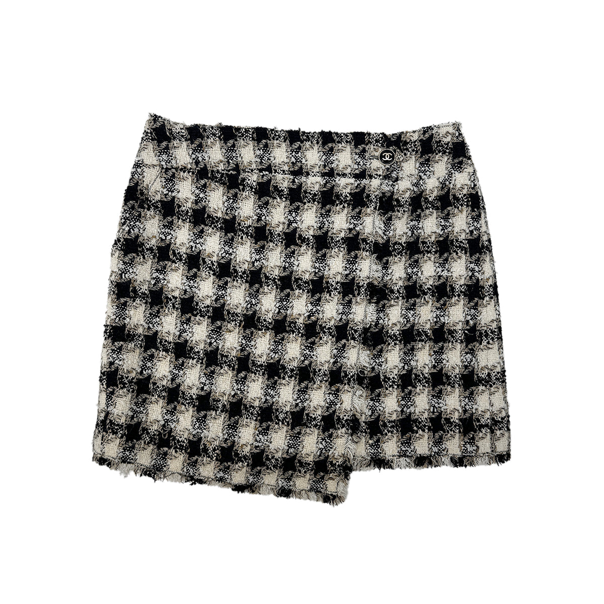 CHANEL TWEED JACKET SKIRT SET COCOMARK RHINESTONE BLACK WHITE COTTON 36 07P RTW 90284578