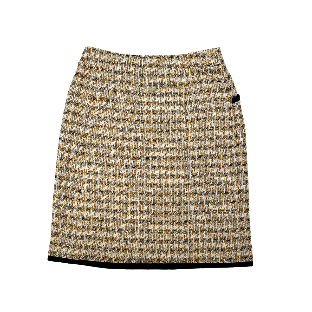 CHANEL TWEED JACKET SKIRT SET COCO BUTTON BEIGE WHITE VISCOSE 34 06P RTW 90284579