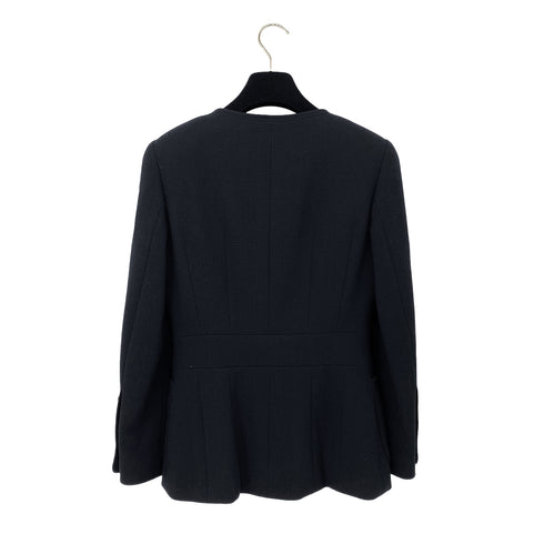 CHANEL VINTAGE COCO BUTTON FOUR POCKET WOOL JACKET SKIRT SET BLACK 36 RTW 90284580 - PURPOSE