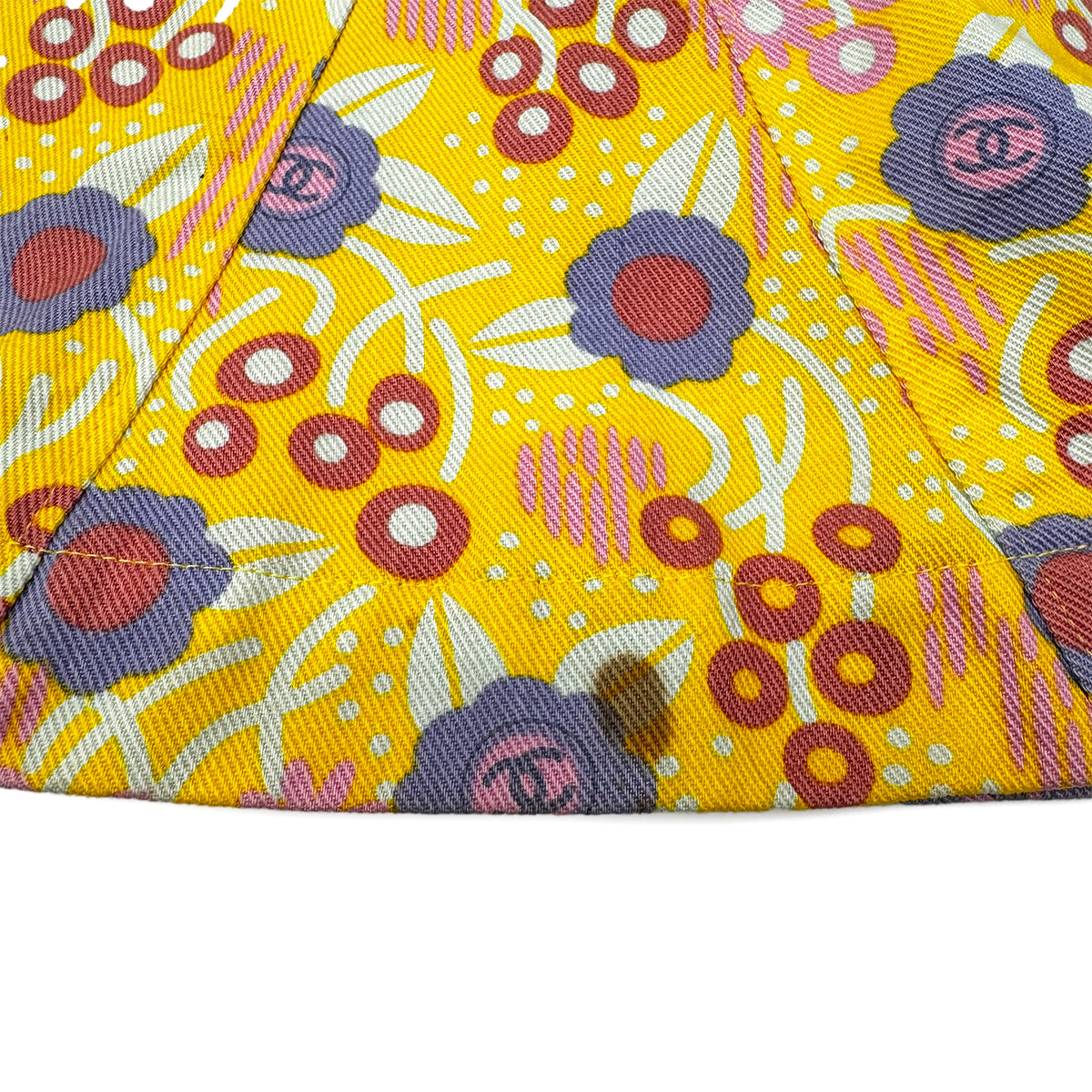 CHANEL COCO CAMELLIA PATTERN SHIRT SLEEVELESS TOP SKIRT SET YELLOW 36 03S RTW 90284581