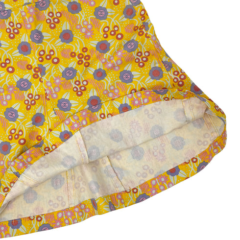 CHANEL COCO CAMELLIA PATTERN SHIRT SLEEVELESS TOP SKIRT SET YELLOW 36 03S RTW 90284581 - PURPOSE