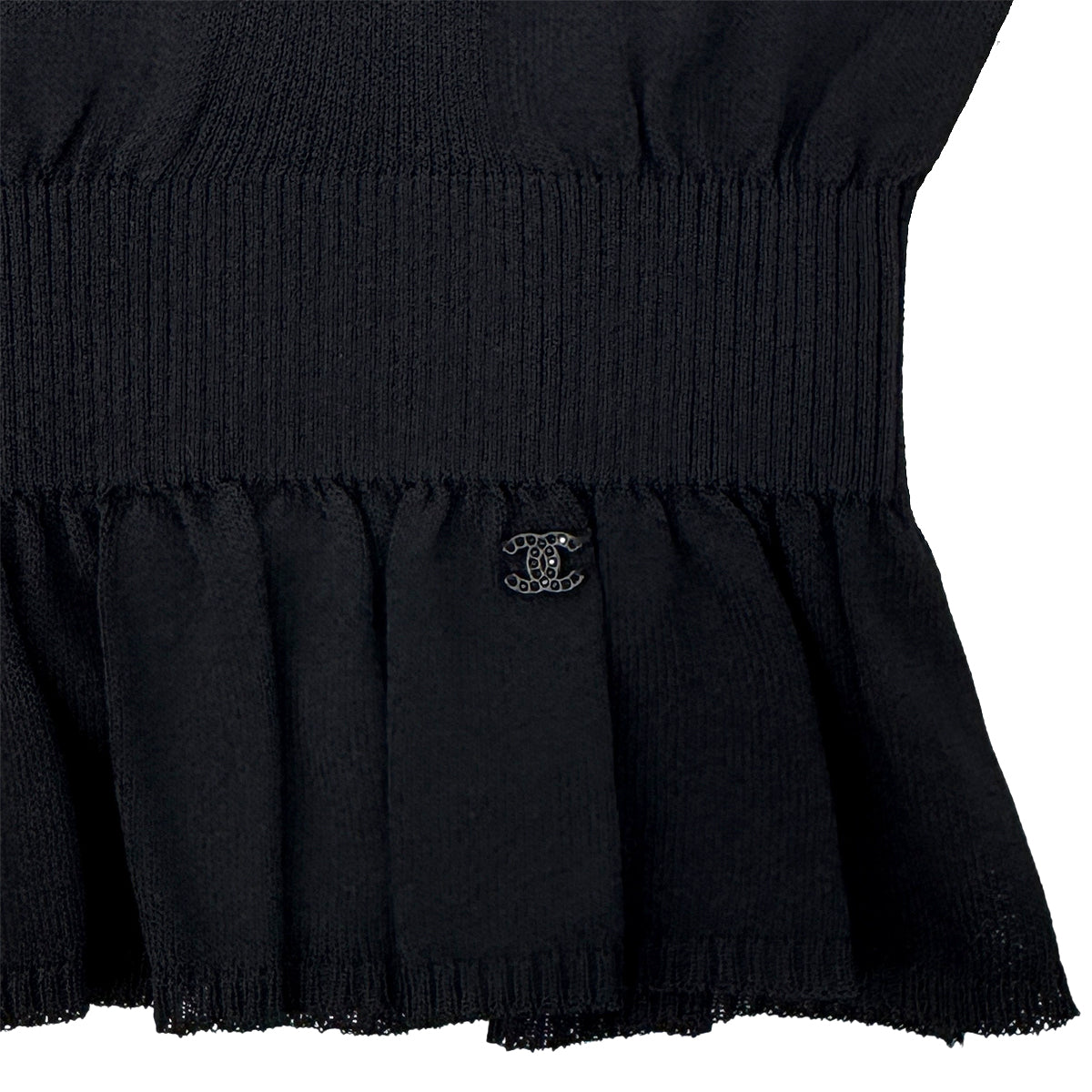 CHANEL CARDIGAN SLEEVELESS TOPS SET LACE HEART BLACK VISCOSE 36 06P RTW 90284582