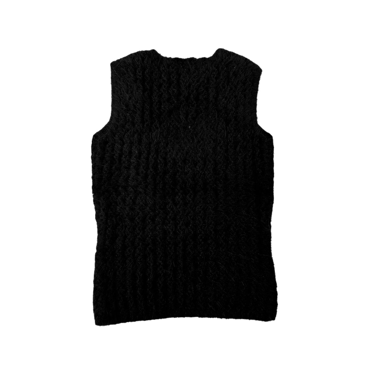 CHANEL KNIT SLEEVELESS TOPS BLACK ANGOLA 38 02A RTW 90284583
