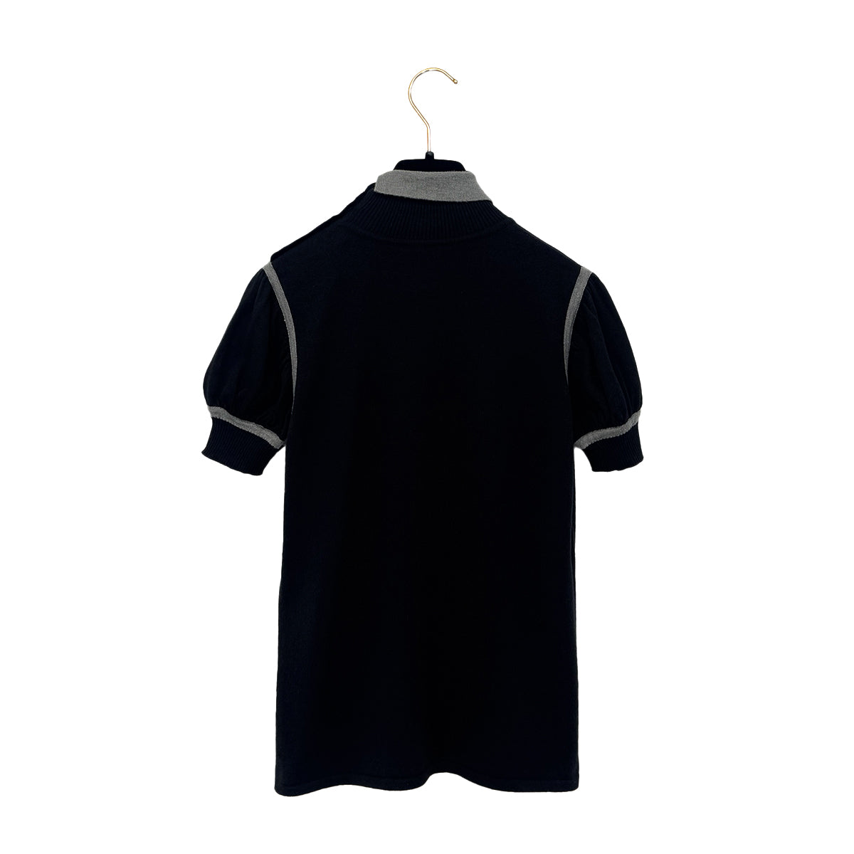 CHANEL TURTLENECK TOPS COCO CAMELLIA BUTTON BLACK CASHMERE 36 06C RTW 90284584