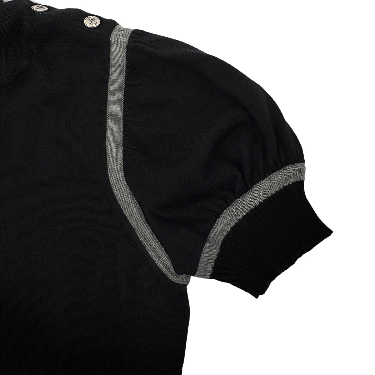 CHANEL TURTLENECK TOPS COCO CAMELLIA BUTTON BLACK CASHMERE 36 06C RTW 90284584