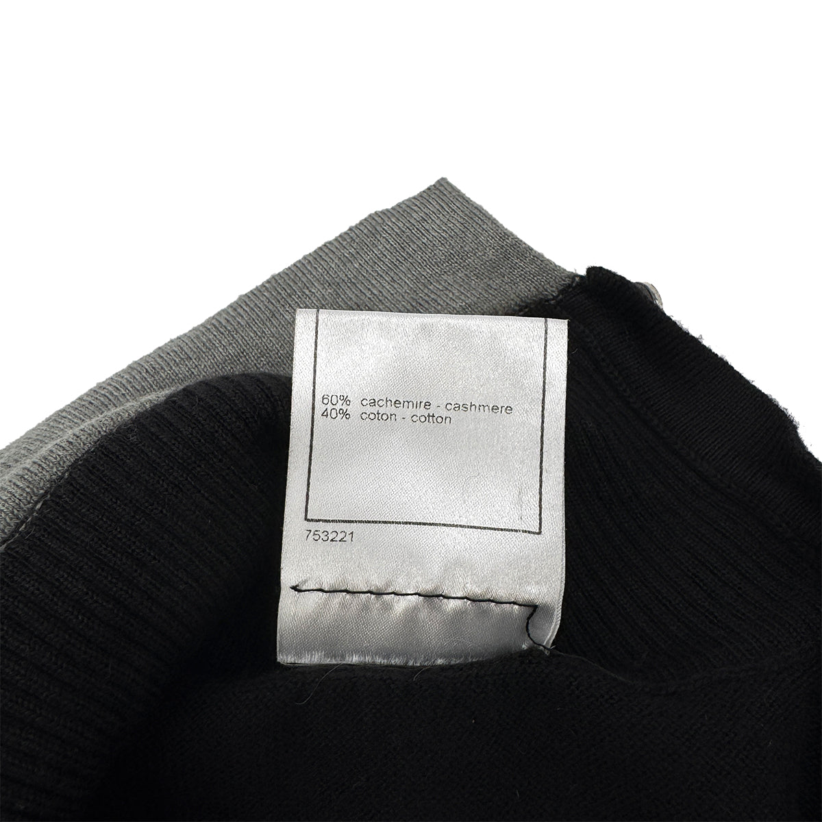 CHANEL TURTLENECK TOPS COCO CAMELLIA BUTTON BLACK CASHMERE 36 06C RTW 90284584