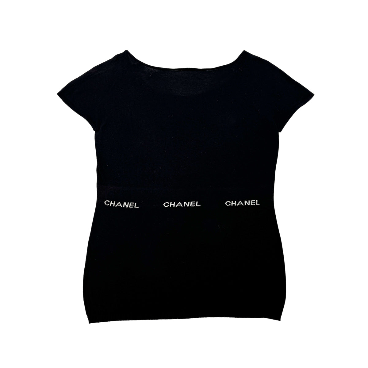 CHANEL LOGO TOPS BLACK COTTON 38 01P RTW 90284585