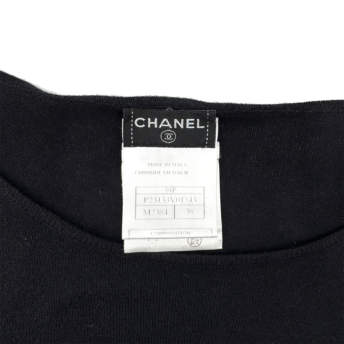 CHANEL LOGO TOPS BLACK COTTON 38 01P RTW 90284585