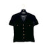CHANEL VINTAGE GRIPOIX BUTTON VELOR HALF SLEEVE JACKET BLACK RAYON RTW 90284590 - PURPOSE