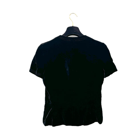 CHANEL VINTAGE GRIPOIX BUTTON VELOR HALF SLEEVE JACKET BLACK RAYON RTW 90284590 - PURPOSE