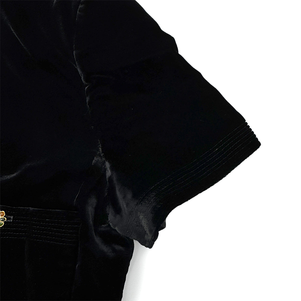 CHANEL GRIPOIX BUTTON VELOR HALF SLEEVE JACKET BLACK RAYON RTW 90284590
