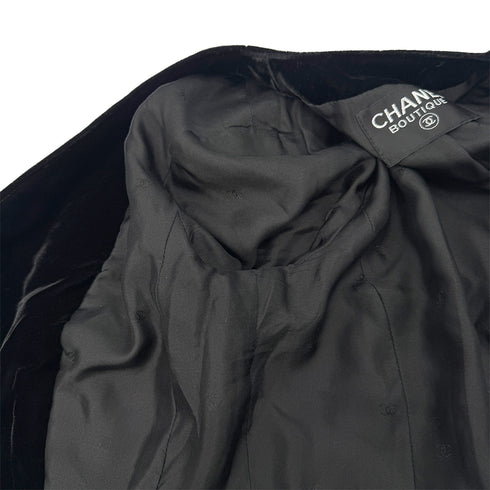 CHANEL VINTAGE GRIPOIX BUTTON VELOR HALF SLEEVE JACKET BLACK RAYON RTW 90284590 - PURPOSE