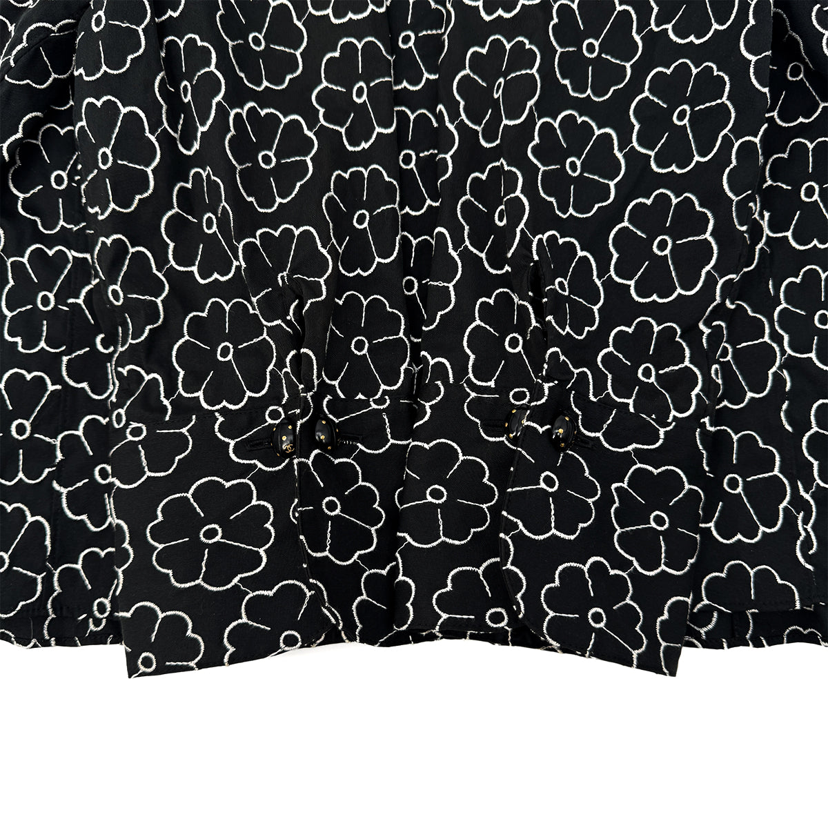 CHANEL COCO BUTTON KAMELLIA PATTERN COTTON SHIRT BLACK 38 04P RTW 90284787