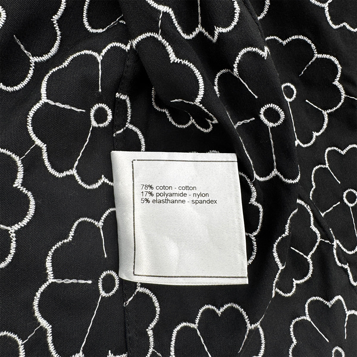 CHANEL COCO BUTTON KAMELLIA PATTERN COTTON SHIRT BLACK 38 04P RTW 90284787